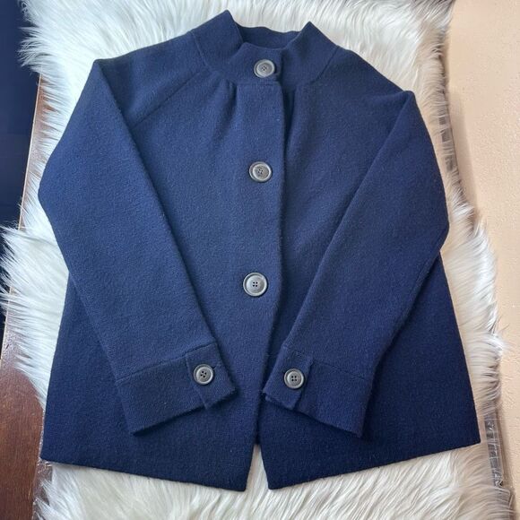 J. Crew Collection 100% Cashmere Navy 3 Button Cardigan Size Small - Picture 10 of 12